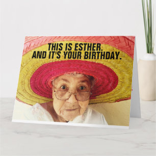 FUNNY VIEILLE DAME CARTE DE SALUT D'ANNIVERSAIRE