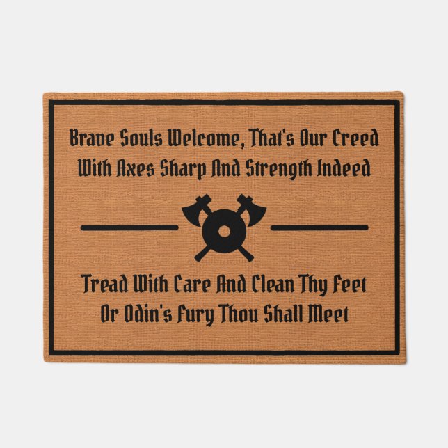 Funny Viking Medieval Humour Rustic Minimalist Doormat (Front)