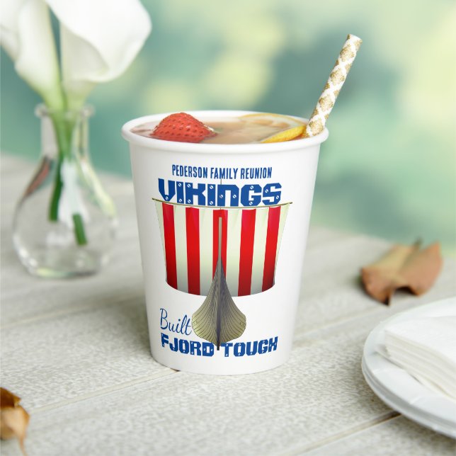 Funny Viking Ship "Fjord Tough" Paper Cups (Insitu)
