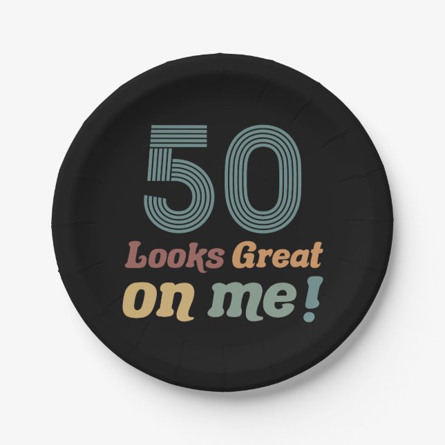 Funny Vintage 50th Birthday Paper Plate (Front)