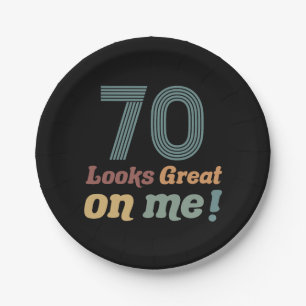 Funny Vintage 70th Birthday Paper Plate