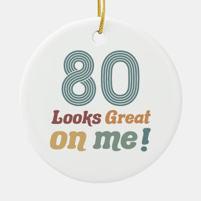 Funny Vintage 80th Birthday Ceramic Ornament (Front)
