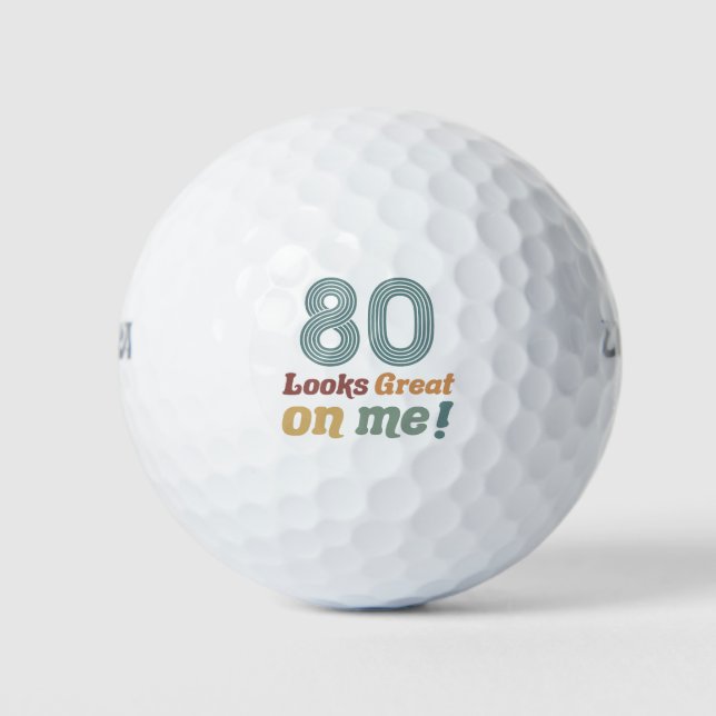 Funny Vintage 80th Birthday Golf Balls (Front)