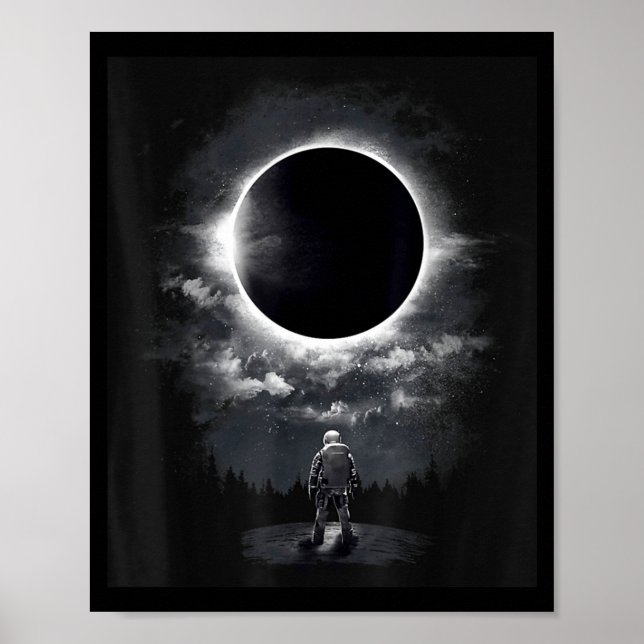 Funny Vintage Astronaut Space Eclipse Science Poster (Front)