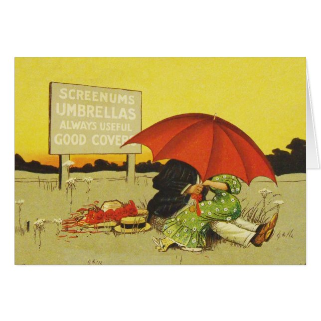 Funny vintage beach umbrella sweethearts (Front Horizontal)