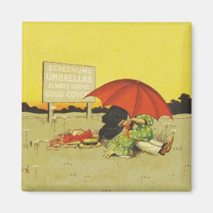 Funny vintage beach umbrella sweethearts magnet