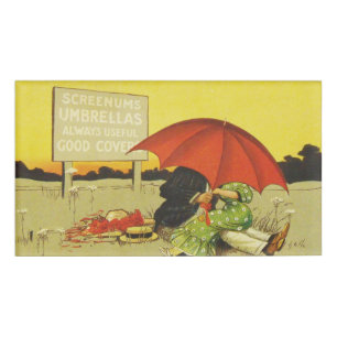 Funny vintage beach umbrella sweethearts name tag