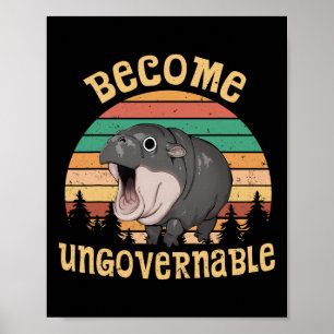 Funny Vintage Become Ungovernable Moo Deng Ba1  Poster