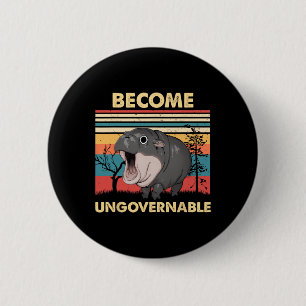 Funny Vintage Become Ungovernable Moo Deng Ba 2 Inch Round Button