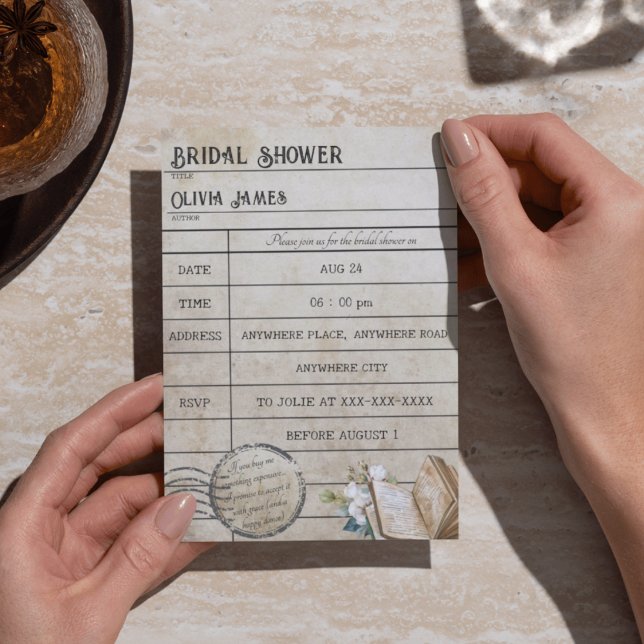 Funny vintage bibliothèque carte livres douche nup (Créateur téléchargé)