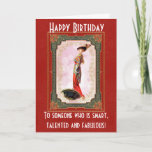 Funny Vintage Birthday Card<br><div class="desc">A funny vintage happy birthday card for your best friend or sister! Send it to "someone who is smart,  talented and fabulous" - because you are so alike! Make someone smile with this humourous stylish card.</div>