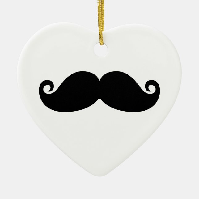 Funny Vintage Black Moustache Ceramic Ornament (Front)