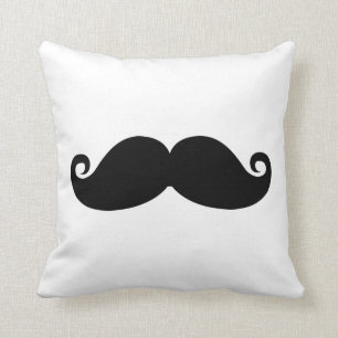 Funny Vintage Black Moustache Throw Pillow