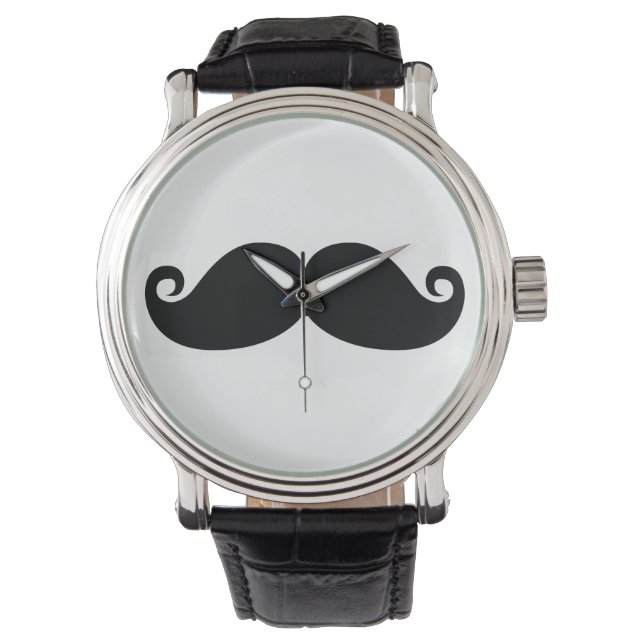 Funny Vintage Black Moustache Watch (Front)