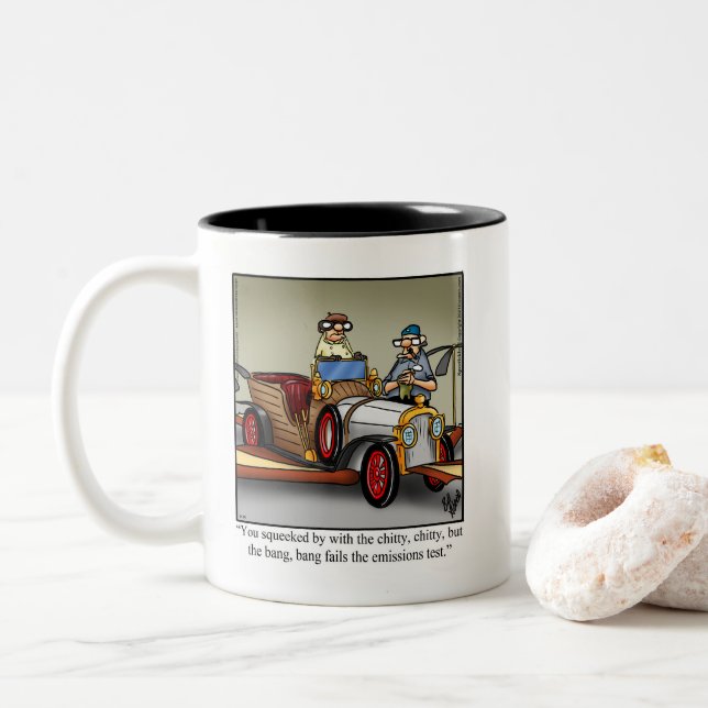 Funny Vintage Car Humour Coffee Mug Gift (With Donut)