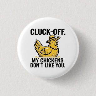 Funny Vintage Cluk Off Chicken Lover Minimalist 1 Inch Round Button