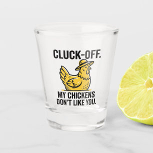 Funny Vintage Cluk Off Chicken Lover Minimalist Shot Glass