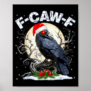 Funny Vintage Crow Santa Hat Pjs Pajamas Christmas Poster