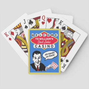 Funny Vintage Dad Joke Casino with Custom Name Playing Cards