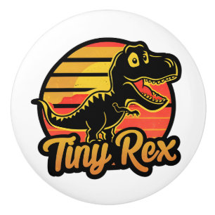 Funny Vintage Dinosaur Trex at Sunset Tiny Rex Ceramic Knob