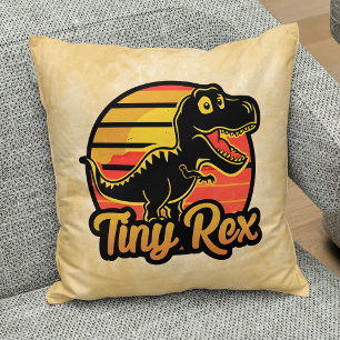 Funny Vintage Dinosaur Trex at Sunset Tiny Rex Throw Pillow