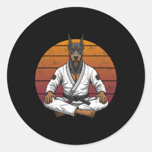 Funny Vintage Doberman Pinscher Brazilian Jiu Jits Classic Round Sticker