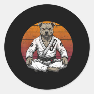 Funny Vintage Dog Brazilian Jiu Jitsu Retro Classic Round Sticker
