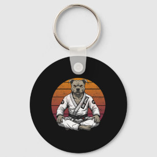 Funny Vintage Dog Brazilian Jiu Jitsu Retro Grappl Keychain