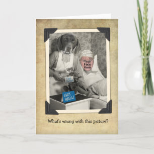 Funny Vintage Dog Nurse Get Well Photo Card