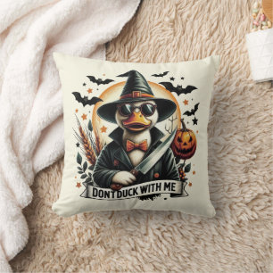 Funny Vintage Don't Duck with Me Halloween Throw Pillow