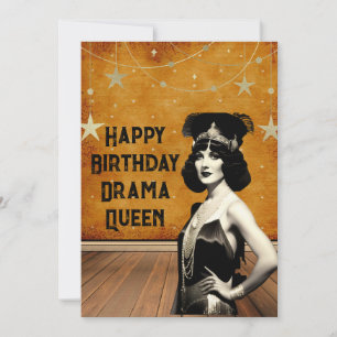 Funny Vintage Drama Queen Birthday Card