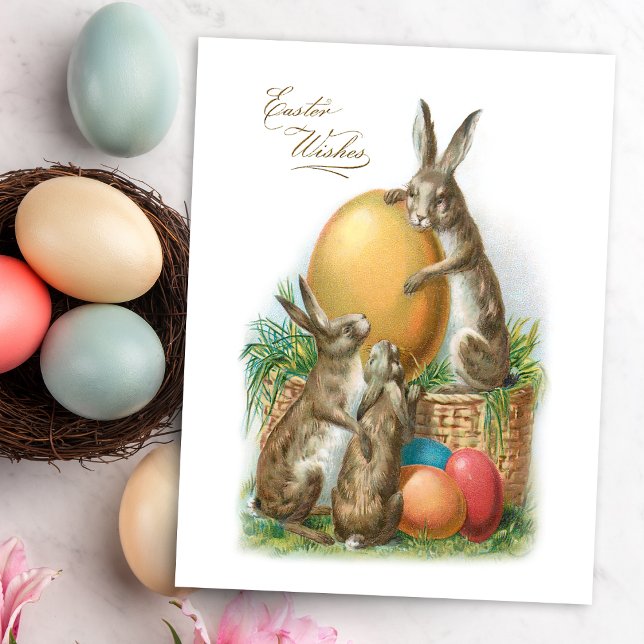 Funny Vintage Easter Rabbits and Dyed Eggs Postcard (Creator Uploaded)
