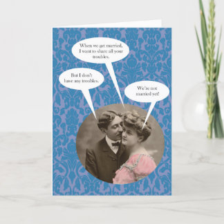 Funny vintage engagement card