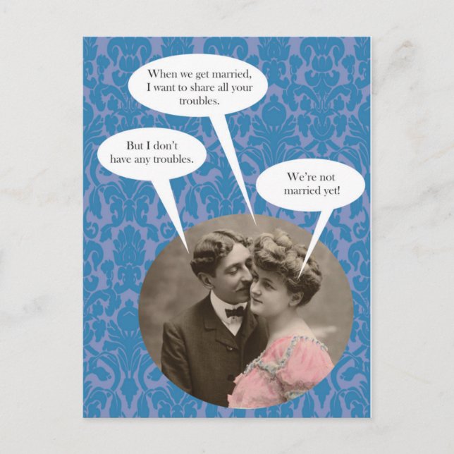 Funny vintage engagement postcard (Front)