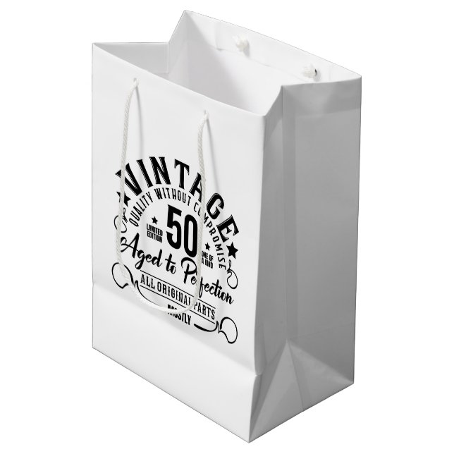 Funny vintage fifty Birthday party Medium Gift Bag (Front Angled)