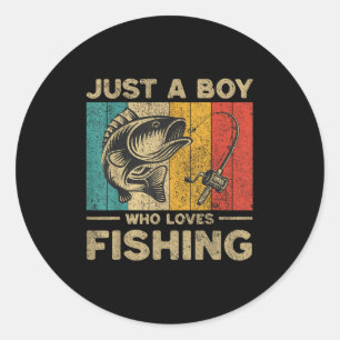 Funny Vintage Fishing Jokes Boys Fisherman B Fi-sh Classic Round Sticker