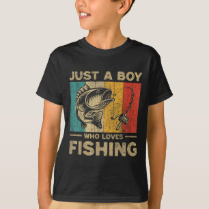 Funny Vintage Fishing Jokes Boys Fisherman B Fi-sh T-Shirt