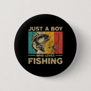 Funny Vintage Fishing Jokes Boys Fisherman B Fish  2 Inch Round Button