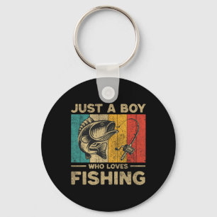 Funny Vintage Fishing Jokes Boys Fisherman B Fish Keychain