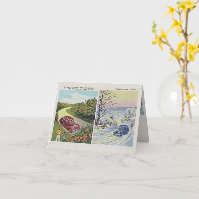 Funny Vintage Florida Folded Greeting Card (Yellow Flower)