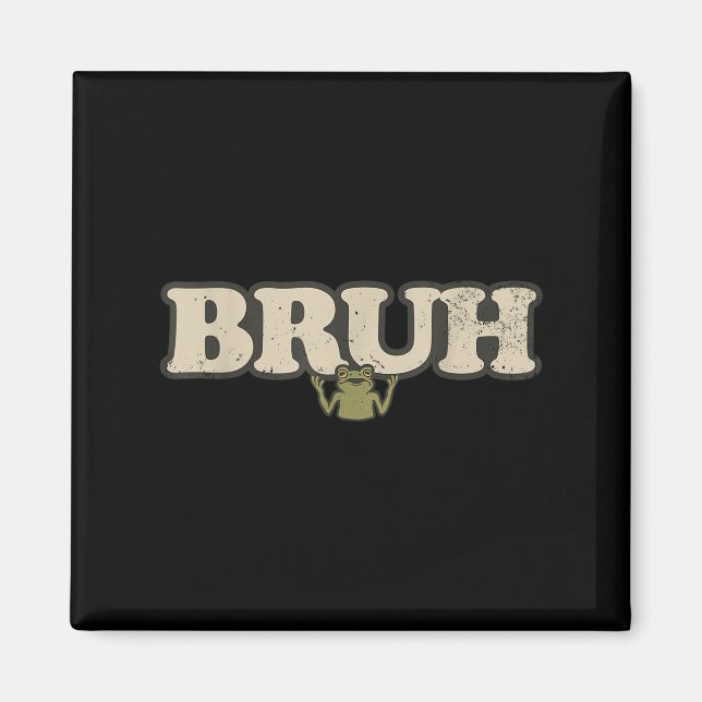 Funny Vintage Frog Attitude Meme - Bruh Frog  Magnet (Front)