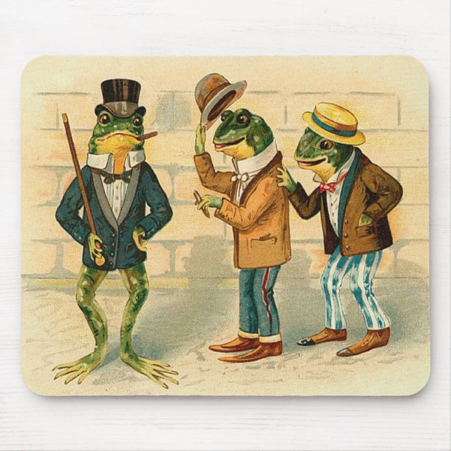 Funny Vintage Frogs Mouse Pad (Front)