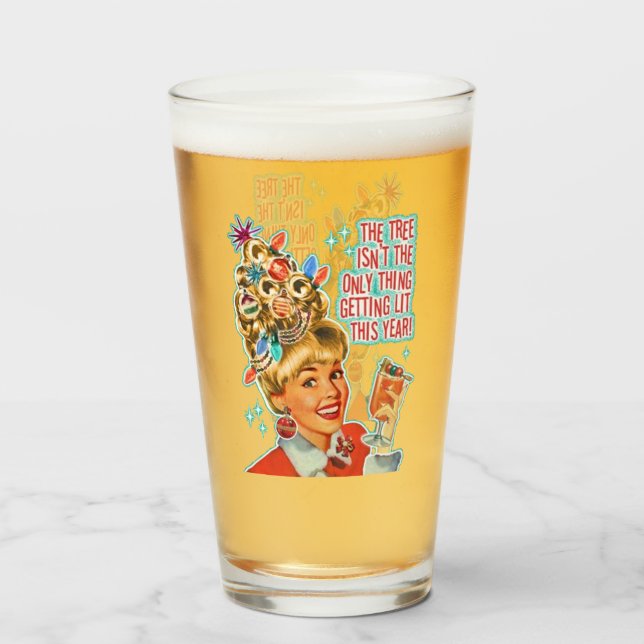 Funny Vintage Fun Drinking Christmas Tree Joke Glass (Front Filled)