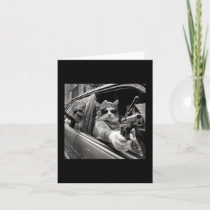 Funny Vintage Gangster Cat Meme Cat Dad Women Grap Card