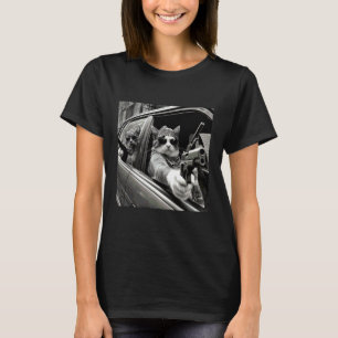Funny Vintage Gangster Cat Meme Cat Dad Women Grap T-Shirt
