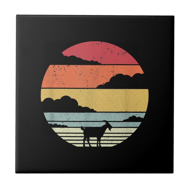 Funny Vintage Goat Gift Tile (Front)