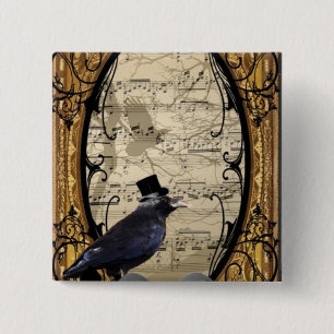 Funny vintage Gothic wedding crow 2 Inch Square Button