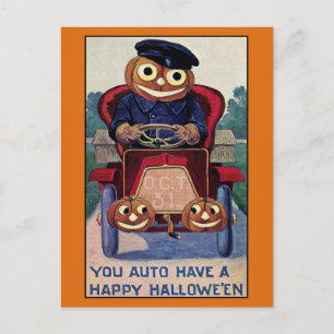 Funny Vintage Halloween Pumpkin Postcard