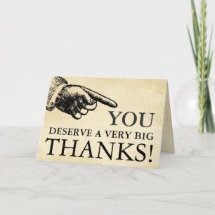 Funny Vintage Hand Custom Message Thank You Card