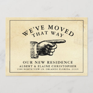 Funny Vintage Hand New Address Announcement